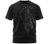 vanVerden NØRTH Legendary T-Shirt Homme - Fenriswolf 2.0 Fenrir Loup Imprimé sur la Poitrine, Cadeaux Vikings Nordiques Walhalla pour Hommes, Odin Thor Valhalla Viking, Couleur:Noir/Bleu, Taille:5XL