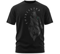 vanVerden NØRTH Legendary T-Shirt Homme - Fenriswolf 2.0 Fenrir Loup Imprimé sur la Poitrine, Cadeaux Vikings Nordiques Walhalla pour Hommes, Odin Thor Valhalla Viking, Couleur:Noir/pétrole, Taille:L