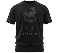 vanVerden NØRTH Legendary T-Shirt Homme - Helheim Imprimé sur la Poitrine, Cadeaux Vikings Nordiques Walhalla pour Hommes, Odin Thor Valhalla Viking Shirt, Couleur:Noir/Bleu, Taille:XL