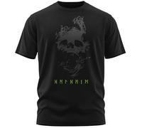 vanVerden NØRTH Legendary T-Shirt Homme - Helheim Imprimé sur la Poitrine, Cadeaux Vikings Nordiques Walhalla pour Hommes, Odin Thor Valhalla Viking Shirt, Couleur:Noir/Vert, Taille:L
