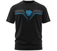 vanVerden NØRTH Legendary T-Shirt Homme - Valknut Noeud de Wotan Imprimé sur la Poitrine, Cadeaux Vikings Nordiques Walhalla pour Hommes, Odin Thor Valhalla Viking, Couleur:Noir/Bleu, Taille:XXL