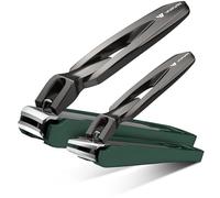 VANWIN Coupe Ongle avec Récupérateur, Lot de 2 Coupe-Ongles Incurvé et Oblique Anti-Éclaboussures Robuste pour Hommes, Femmes et Seniors