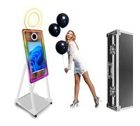 Vanya 40 "Portable Magic Mirror Photo Booth, 21.5in Touch Screen Selfie Mirror Photobooth Machine, Mini PC intégré, avec lumière RVB, pour Les Locations d'événements de Noël de fête de Mariage(White)