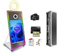 VANYA 65 Pouces Miroir Magique Cabine Photo, 43 Pouces Miroir Selfie Écran Tactile, App Télécommande Lumière RVB pour Événements Fêtes Mariage Location(White,Photo Booth Camera and Printer)