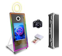 VANYA Magic Mirror Photo Booth 32 Pouces avec caméra et imprimante, Portable 65 Pouces Miroir Selfie Photobooth Stand, pour Les événements de fête de Mariage de Noël Anniversaire (Black)