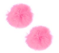 Vanyibro Lot de 2 élastiques à cheveux en fausse fourrure de lapin, pompons en fourrure artificielle, chouchous duveteux pour queue de cheval, rose