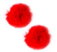 Vanyibro Lot de 2 élastiques à cheveux en fausse fourrure de lapin, pompons en fourrure artificielle, chouchous duveteux pour queue de cheval, rouge
