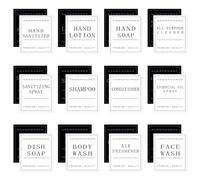 Vanyibro Lot de 24 étiquettes imperméables pour bouteilles, distributeur, étiquettes amovibles pour salle de bain, savon pour les mains, shampooing, après-shampooing, lotion, savon