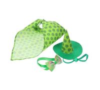 VANZACK 1 Ensemble Costume Irlandais Saint Patrick Day St Patricks Day Bonnet Om Colliers de Chien trèfle Races Cols de Chien décor de Cou d'animal de Compagnie de Festival Polyester Green