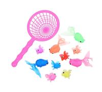 VANZACK 1 Ensemble Set de Poissons Artificiels Réalistes avec Filet pour Garçon Fille de Décoration Aquatique pour Aquarium et Bain Comprend Poissons à Gros Yeux et Petits Plastique
