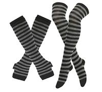 VANZACK 1 Jeu Bas à Rayés Chaussettes d'hiver Décoratives Manchettes Chaussettes Hautes Simples Collants Rayés Roses Et Violets Jambières Élastique Chauffage Coton Manquer