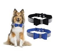 VANZACK 1 Pièce Collier de Chien Diamant Chaud pour Chats Collier Noeud pour Chien Bleu Petit avec Un Arc pour Chiens Colliers Mariage Cravate nom Ajustable Chaine Collier Blue