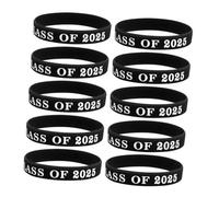 VANZACK 10 Pièces Bracelets De Fête De Remise des Diplômes Bracelets Classe 2025 Classe De 2025 Bandes Diplômé Acclamation Articles D'obtention du Diplôme Thème Poignet Noir Gel De Silice
