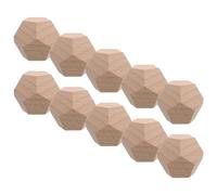 VANZACK 10 Pièces Dé à 12 Faces en Bois Brut, Dé Vierge à Écrire, Couleur Khaki, Finition Non Peinte, Toucher Lisse, pour L'école Loisirs Créatifs, DIY
