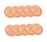 VANZACK 10 Pièces Set de Soucoupes Bambou pour Plantes Plateau Drainant Antifuite Rond pour Petits Pots Intérieur Support et Polyvalent pour Cache-Pots et Boissons