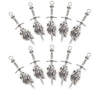 VANZACK 10pcs Breloques Pendentifs Halloween en Métal Argenté Crâne Épée pour Fabrication de Bijoux DIY Chaîne de Taille et Accessoires