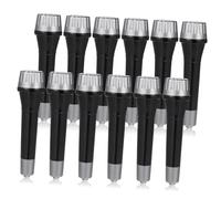 VANZACK 12 Pièces Microphones Plastique Noir Prop Réaliste pour Garçon Fille Accessoires de Fête Durables et Portables Micro Karaoké Garçon Fille pour Scène et Photos
