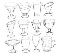 VANZACK 12 Pièces Miniature Dollhouse Accessories Mini Transparent Plastic Cups for Doll House Desserts Creative Toy Set for Parent Child Interaction and Play