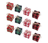 VANZACK 12pièces Mini Boîtes Cadeaux Miniatures à Motif Tartan pour Décoration De Maison De Poupée Et Sapin De Noël Lot de Ornements Festifs Bleu Vert Rouge Blanc Rouge Noir Vert