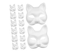 VANZACK 16 Pièces Masques Papier Pâte à Peindre DIY Masque Kabuki Renard et Chat à Décorer pour Halloween Fêtes Carnaval Artisanat Créatif