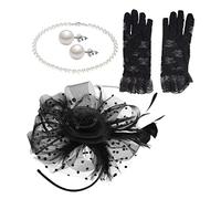 VANZACK 1Ensemble Chapeau Fascinator Voile et Accessoires Élégants pour Tea Party et Événements Spéciaux
