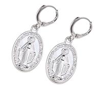 VANZACK 1Paire Boucles Oreilles Vintage Argentées Clips Oreille pour Femmes Pendentif Église Sainte Design Élégant et pour et Famille