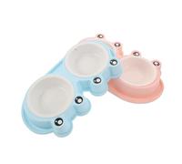 VANZACK 2 Ensembles Double Pet Food Bowls Frog Shape with Anti-Slip Base Plastic Cat and Dog Feeding Bowls for Stray Cats Indoor Outdoor Use