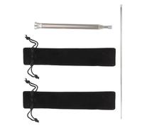 VANZACK 2 Ensembles Soufflet de Poche, Tube de Soufflage Camping Télescopique 6 Sections, Acier Inoxydable, Argenté, pour Poêle et Activités de Plein Air