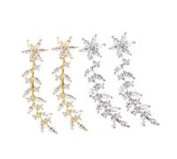 VANZACK 2 Paires Boucles Oreilles Grimpantes Fleuries Blanc Platine Or Bijoux de Mariée Élégants pour Mariage et Fête Accessoires Mode pour Femmes