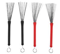 VANZACK 2 Paires Brosses de Batterie Jazz Retractables avec Manche Métallique pour Caisse Claire et Percussions Accessoires de Pratique et Performance