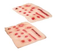 VANZACK 2 Pièces Autocollants Cicatrices Halloween Temporaires Faux Blessures Réalistes Stickers Décoratifs pour Fête Cosplay Lot