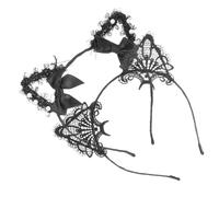 VANZACK 2 pièces Bandeau Oreilles de Chat Dentelle pour Femmes Accessoire Cheveux et Confortable Design Classique pour Halloween Fête et Cosplay