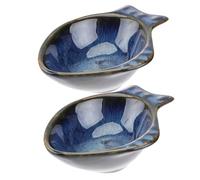 VANZACK 2 pièces Bols Céramique Forme de Poisson pour Sauce et Assaisonnement Petits Plats à Dips pour Maison et Restaurant Vaisselle Originale et Compacte