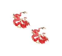 VANZACK 2 Pièces Broche Dragon Vintage Style Chinois Élégant pour Homme et Femme Broche et Sophistiquée Accessoire de Costume Rouge