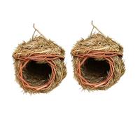 VANZACK 2 Pièces Cage d'oiseau tissé de Paille Cages à Oiseaux tressées en Paille Cage à Oiseaux en Paille Cage Oiseaux nichoir tressé en Paille nichoirs tissés