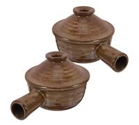 VANZACK 2 pièces Cocotte Céramique Ronde avec Couvercle Compatible Micro-ondes Casserole Argile pour Cuisson Ragoût Four et Soupe Pot Polyvalent pour Cuisine Maison