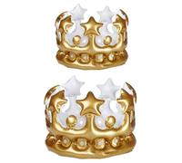 VANZACK 2 Pièces Couronnes Gonflables Décoratives pour Garçon Fille Lot de PVC Sûr Chapeaux Anniversaire Dorés Accessoires de Fête Stables et Réalistes pour Anniversaire et Jeux