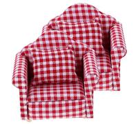 VANZACK 2 pièces Fauteuil Simple à Carreaux Rouge et Blanc pour Maison de Poupée Mobilier Miniature et Élégant Accessoire Salon Campagne
