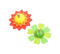 VANZACK 2 pièces Jouets Bois Colorés pour Garçon Fille de Toupies Rotatives Traditionnelles Jouets Éducatifs pour Reconnaissance des Formes et Coordination Main Œil Adaptés Aux Fêtes et