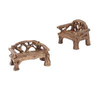 VANZACK 2 pièces Ornements Micro Résine Mini Banc et Chaise Rustiques pour Décoration Jardin et Intérieur Accessoires Paysagers pour