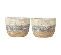 VANZACK 2 Pièces Panier de Fleurs Petit Panier de Rangement Panier de jardinière en jonc de mer décor de Fraise Vase paniers de Paille de Bureau jardinières d'intérieur Manuel Plante Osier