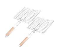 VANZACK 2 pièces Panier Grillade Rigide avec Petite Maille pour Poisson et Viande Grill Rack Portable pour Barbecue Repas Extérieur Facile à Nettoyer