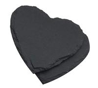 VANZACK 2 pièces Plateau Ardoise Forme Cœur Noir Naturel Assiette Service Rustique pour Charcuterie Dessert et Apéritif Décoration Table et Polyvalente