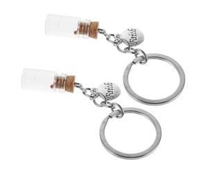 VANZACK 2 Pièces Porte-clés Chrétien avec Graines de Moutarde Mini Flacon Verre Symbole de Foi Lot de Cadeau Religieux pour Noël et Célébrations Spirituelles