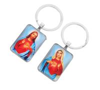 VANZACK 2 pièces Porte-clés Religieux Mini Bible avec Photo Cadre Rouge et Orange pour Clés Voiture Maison Bureau Accessoire Polyvalent Antiperte Cadeau Inspiration Noël et Fête