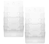 VANZACK 2 Pièces Présentoir à Brochures 4 Niveaux en Plastique pour | Format Compact, Usage Maison et Bureau, Organise Dossiers et Flyers, Affichage Clair des Supports