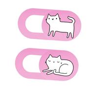 VANZACK 2 pièces Protection Webcam Ultra-Fine avec Glissière Couvre-Objectif Chat Rose Cache Caméra pour Ordinateurs Tablettes Anti-espionnage et Sécurité Léger et Compatible