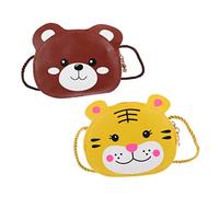 VANZACK 2 pièces Sac à Bandoulière pour Garçon Fille Cartoon Sac Portable à Bandoulière pour et Marron pour Organiser Affaires des Tout Petits