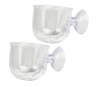 VANZACK 2 pièces Tasse Alimentation pour Aquarium Mangeoire avec Ventouse pour Poissons Tropicaux et Crevettes Distributeur Transparent pour Nourriture Vivante S Lot