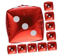 VANZACK 20 pièces Lot de Ballons Aluminium Forme Dés Rouge pour Décoration de Fête Thème et Jeux Ballons Créatifs pour Anniversaire et Festivals